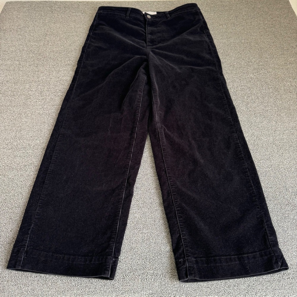Everlane Baby Cord Relaxed Straight Black Corduroy Pants High Rise Women Size 14